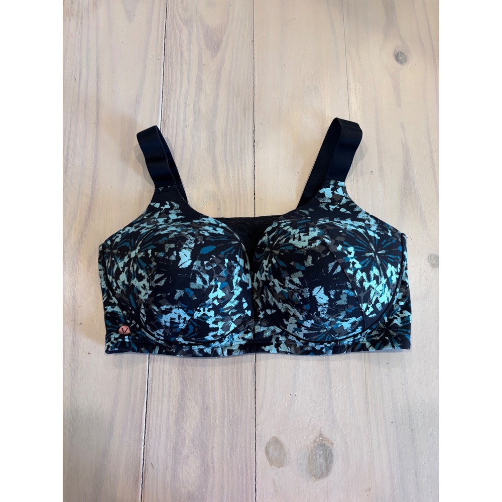 LIVI Lane Bryant High Impact No Wire Sports Bra 42DDD Black Blue Abstract Camo